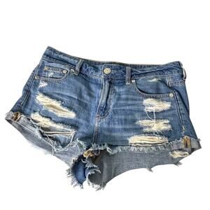 American Eagle Outfitters Tomgirl Shortie Jean Shorts Medium Wash Blue Size 4